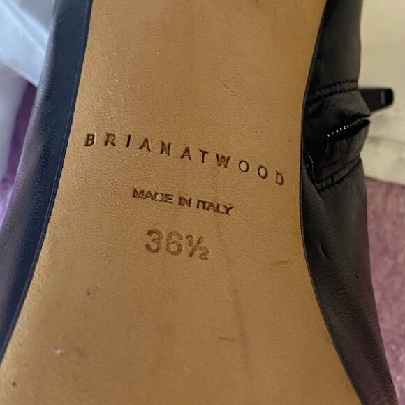 Brian Atwood Black Leather Platform Stiletto Ankle Boots - Picture 7 of 8